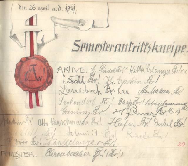 Unterschriften im Gästebuch von 1911