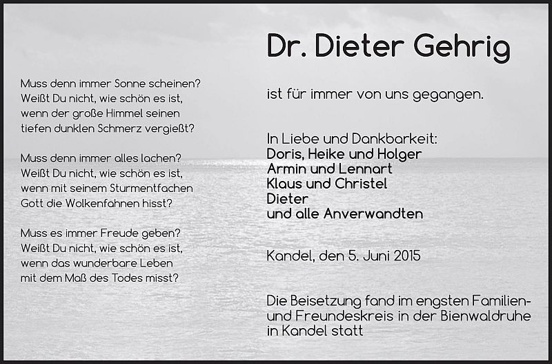 Dr. Dieter Gehrig