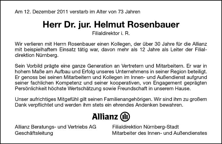 Dr. Helmut Rosenbauer, Allianz